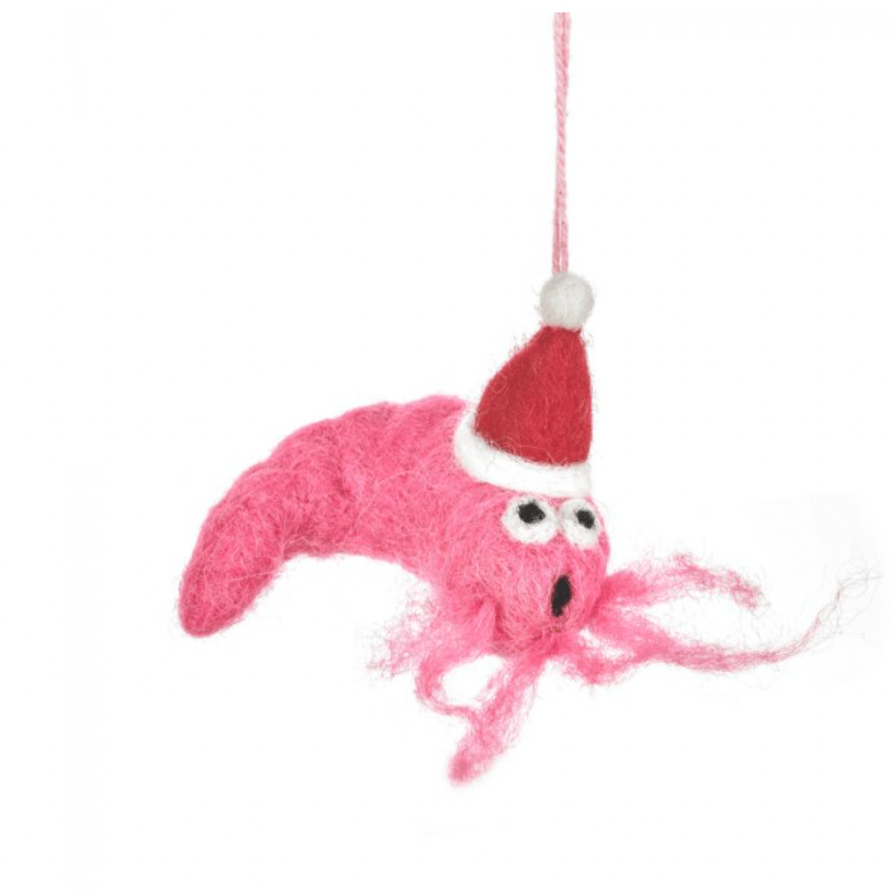 Festive shrimp shrimpy Christmas tree decoration made of felt - By Native