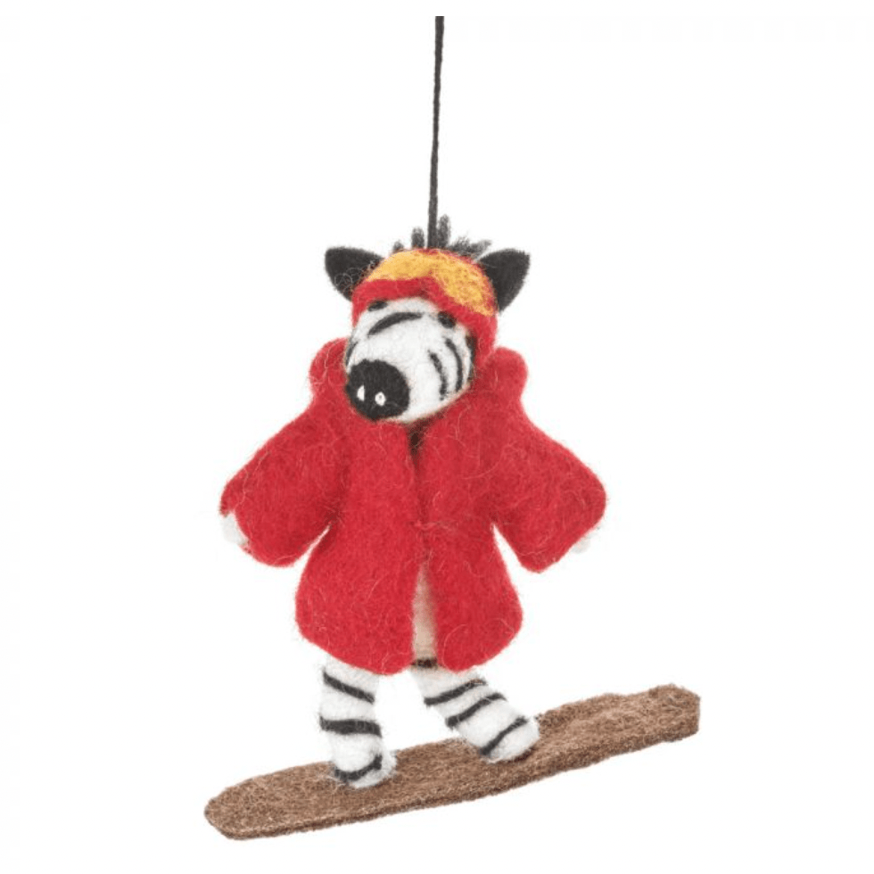 Handmade felt Christmas tree decoration Zippy Zebra - By Native